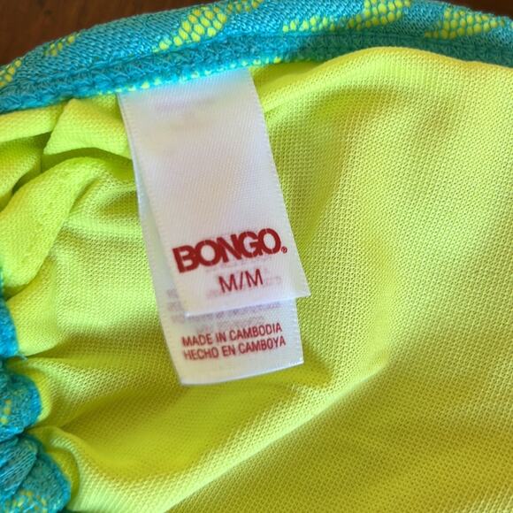 Bongo Junior Size M Blue & Yellow Neon Lace String Bikini Top - Picture 5 of 6
